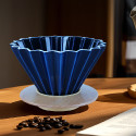 Glass Coffee Dripper With Wood Base - Size 04 - Navy