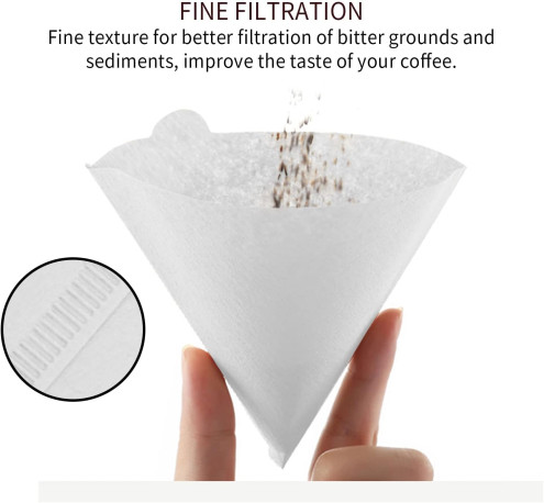 Coffee Filter 100pcs White Color Size 2-4 Cups with Box V-Shape Ideal for V60 Pour Over and drip Coffee Makers - Image 4