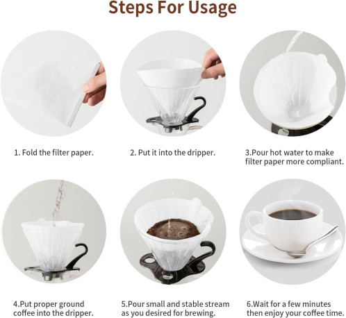 Coffee Filter 100pcs White Color Size 2-4 Cups with Box V-Shape Ideal for V60 Pour Over and drip Coffee Makers - Image 5