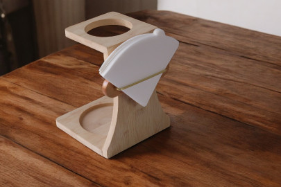 حامل خشبي V60 من Omran Cart مع حامل فلاتر – ملصق للتثبيت على الحائط أو خلف الحامل 2