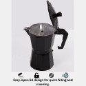 موكا بوت DOPPIO ألمنيوم 6 أكواب – صانعة قهوة إسبريسو تقليدية على الموقد (أسود)