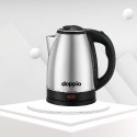 غلاية كهربائية DOPPIO ستانلس ستيل 2 لتر – تسخين سريع مع إيقاف تلقائي لتحضير الشاي والقهوة (فضي وأسود)