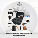 طقم DOPPIO V60 فاخر لتحضير القهوة – 12 قطعة مع مطحنة يدوية وغلاية برقبة إوزة وميزان رقمي مع حقيبة حمل