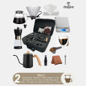 طقم DOPPIO V60 فاخر لتحضير القهوة – 12 قطعة مع مطحنة يدوية وغلاية برقبة إوزة وميزان رقمي مع حقيبة حمل
