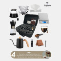 طقم DOPPIO V60 فاخر لتحضير القهوة – 12 قطعة مع مطحنة يدوية وغلاية برقبة إوزة وميزان رقمي مع حقيبة حمل