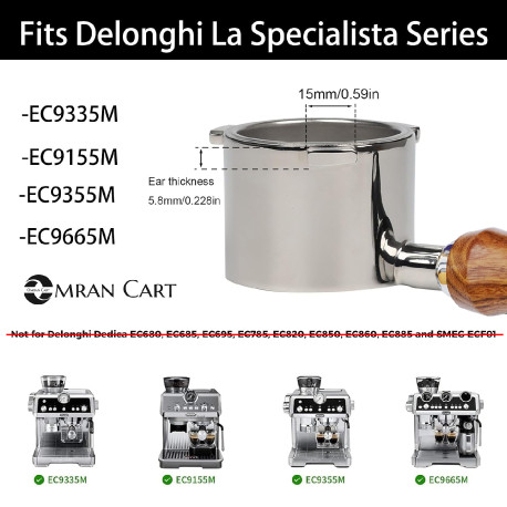 Omran Cart 51mm Bottomless Portafilter for DeLonghi La Specialista 9 Series and Dedica Maestro - Image 2