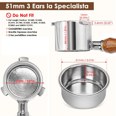 Omran Cart 51mm Bottomless Portafilter for DeLonghi La Specialista 9 Series and Dedica Maestro - Image 4