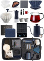 Professional 14-Piece Coffee Set V60 Drip Kit | Digital Coffee Scale, Hand Grinder, Jug, Filters & Brewing Funnel Blue