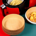 100PCS Brown Non-Stick Baking Paper Liners 6.3 Inch | Disposable Air Fryer Basket Liners for Oven, Grill, Microwave Cooking Pan